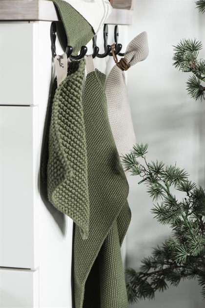 Handduk Mynte mörkgrön stickad 4