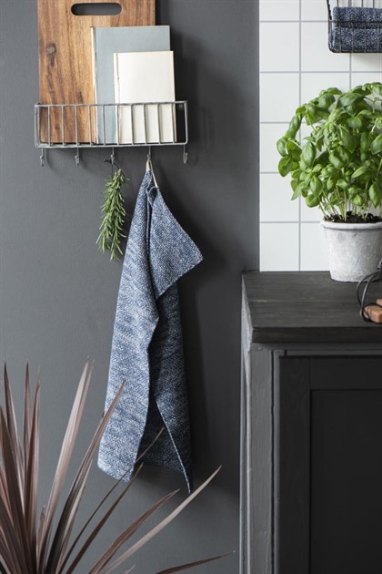 Kökshandduk Mynte mörkblå melange 1