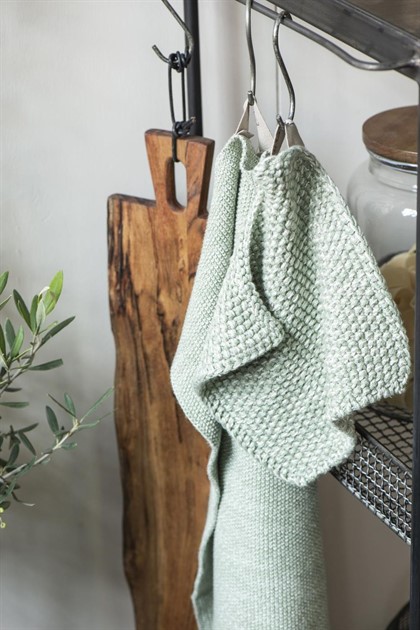 Kökshandduk Mynte ljusgrön melange 2