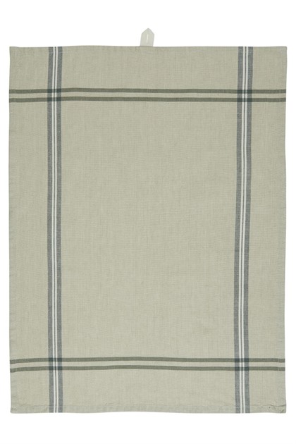 Handduk ORGANIC beige, gröna ränder i kanterna 1