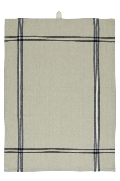 Handduk ORGANIC beige m/svarta ränder i kanterna 1